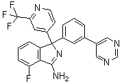 4-氟-1-[3-(5-嘧啶基)苯基]-1-[2-(三氟甲基)-4-吡啶基]-1H-异吲哚-3-胺分子结构 (CAS 1227163-56-5)