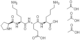L-脯氨酰-L-赖氨酰-L-alpha-谷氨酰-L-赖氨酸三乙酸盐分子结构 (CAS 1228558-05-1)