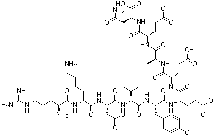 N2-[N-[N-[N-[N-[N-[N-[N-(N2-L-精氨酰-L-赖氨酰)-L-alpha-天冬氨酰]-L-缬氨酰]-L-酪氨酰]-L-alpha-谷氨酰]-L-alpha-谷氨酰]-L-丙氨酰]-L-alpha-谷氨酰]-L-天冬氨酰胺分子结构 (CAS 123167-51-1)