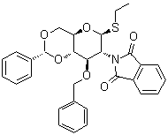 Ethyl 2-deoxy-2-(1,3-dihydro-1,3-dioxo-2H-isoindol-2-yl)-3-O-(phenylmethyl)-4,6-O-[(R)-phenylmethylene]-1-thio-beta-D-glucopyranoside molecular structure (CAS 123212-53-3)