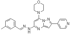 N-(3-Methylbenzylidene)-N'-[7-(morpholin-4-yl)-2-(pyridin-4-yl)pyrazolo[1,5-a]pyrimidin-5-yl]hydrazine molecular structure (CAS 1232221-74-7)
