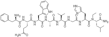 D-Phenylalanyl-L-glutaminyl-L-tryptophyl-L-alanyl-L-valylglycyl-L-histidyl-N-ethyl-L-leucinamide molecular structure (CAS 124199-90-2)