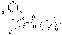 4-Cyano-5-[(3,5-dichloro-4-pyridinyl)thio]-N-[4-(methylsulfonyl)phenyl]-2-thiophenecarboxamide molecular structure (CAS 1247825-37-1)