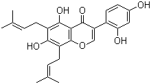 8-异戊烯基羽扇豆异黄酮分子结构 (CAS 125002-91-7)