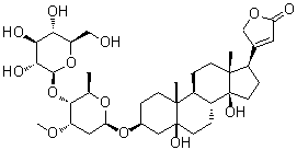 (3beta,5beta)-3-[(2,6-Dideoxy-4-O-beta-D-glucopyranosyl-3-O-methyl-beta-D-xylo-hexopyranosyl)oxy]-5,14-dihydroxy-card-20(22)-enolide molecular structure (CAS 1253421-94-1)