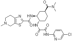 N-(5-氯吡啶-2-基)-N'-[(1S,2S,4S)-4-[(二甲基氨基)羰基]-2-[[(5-甲基-4,5,6,7-四氢噻唑并[5,4-c]吡啶-2-基)羰基]氨基]环己基]草酸二酰胺分子结构 (CAS 1255529-27-1)