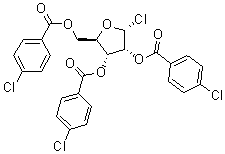 alpha-D-氯化呋喃核糖三(4-氯苯甲酸)酯分子结构 (CAS 125598-74-5)