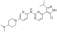 4-(5-Chloro-3-isopropyl-1H-pyrazol-4-yl)-N-(5-(4-(dimethylamino)piperidin-1-yl)pyridin-2-yl)pyrimidin-2-amine molecular structure (CAS 1256963-02-6)