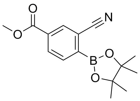 3-氰基-4-(4,4,5,5-四甲基-1,3,2-二氧杂环戊硼烷-2-基)苯甲酸甲酯分子结构 (CAS 1258963-20-0)