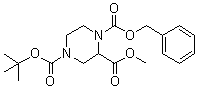1-(苄氧羰基)-4-(叔-丁基氧羰基)哌嗪-2-羧酸甲酯分子结构 (CAS 126937-42-6)