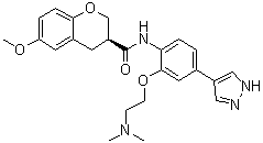 (3S)-N-[2-[2-(二甲基氨基)乙氧基]-4-(1H-吡唑-4-基)苯基]-3,4-二氢-6-甲氧基-2H-1-苯并吡喃-3-甲酰胺分子结构 (CAS 1273579-40-0)