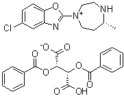 (5R)-4-(5-Chloro-1,3-benzoxazol-2-yl)-5-methyl-1,4-diazepan-1-ium (2S,3S)-2,3-bis(benzoyloxy)butanedioate molecular structure (CAS 1276666-14-8)
