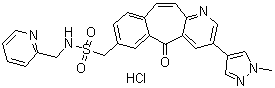3-(1-甲基-1H-吡唑-4-基)-5-氧代-N-(2-吡啶基甲基)-5H-苯并[4,5]环庚三烯并[1,2-b]吡啶-7-甲烷磺酰胺盐酸盐分子结构 (CAS 1283000-43-0)