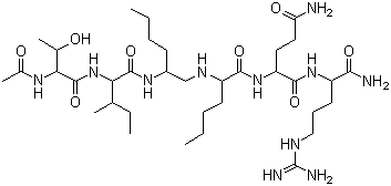 N-[2-[[N-(N-Acetyl-L-threonyl)-L-isoleucyl]amino]hexyl]-L-norleucyl-L-glutaminyl-L-argininamide molecular structure (CAS 128657-47-6)