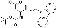 N-叔丁氧羰基-L-天冬氨酸 1-(9H-芴-9-基甲基)酯分子结构 (CAS 129046-87-3)