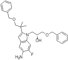 (alphaR)-5-氨基-2-[1,1-二甲基-2-(苯基甲氧基)乙基]-6-氟-alpha-[(苯基甲氧基)甲基]-1H-吲哚-1-乙醇分子结构 (CAS 1294504-67-8)