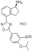 5-[3-[(1S)-1-氨基-2,3-二氢-1H-茚-4-基]-1,2,4-恶二唑-5-基]-2-(1-甲基乙氧基)苯甲腈盐酸盐分子结构 (CAS 1306761-09-0)