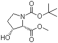 (2S,3R)-1-叔丁基 2-甲基 3-羟基吡咯烷-1,2-二羧酸酯分子结构 (CAS 130966-46-0)