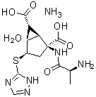 (1R,2S,4R,5R,6R)-2-[[(2S)-2-氨基-1-氧代丙基]氨基]-4-(1H-1,2,4-三唑-5-基硫基)-双环[3.1.0]己烷-2,6-二甲酸铵盐水合物分子结构 (CAS 1311385-32-6)