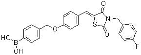 B-[4-[[4-[(Z)-[3-[(4-氟苯基)甲基]-2,4-二氧代-5-噻唑烷亚基]甲基]苯氧基]甲基]苯基]硼酸分子结构 (CAS 1312201-00-5)