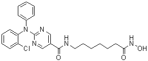 2-[(2-Chlorophenyl)phenylamino]-N-[7-(hydroxyamino)-7-oxoheptyl]-5-pyrimidinecarboxamide molecular structure (CAS 1316215-12-9)
