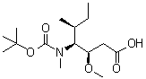 (3R,4S,5S)-4-[[叔丁氧羰基]甲基氨基]-3-甲氧基-5-甲基庚酸分子结构 (CAS 132149-81-6)