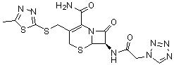 (7R)-3-[[(5-甲基-1,3,4-噻二唑-2-基)硫代]甲基]-8-氧代-7-[[2-(1H-四唑-1-基)乙酰基]氨基]-5-硫杂-1-氮杂双环[4.2.0]辛-2-烯-2-甲酰胺分子结构 (CAS 1322626-65-2)