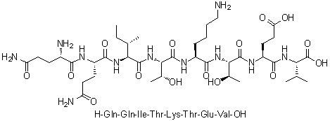 L-谷氨酰胺酰-L-谷氨酰胺酰-L-异亮氨酰-L-苏氨酰-L-赖氨酰-L-苏氨酰-L-alpha-谷氨酰-L-缬氨酸分子结构 (CAS 1330061-04-5)