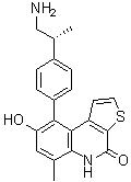 (R)-9-[4-(1-氨基丙烷-2-基)苯基]-8-羟基-6-甲基噻吩并[2,3-c]喹啉-4(5H)-酮分子结构 (CAS 1338540-63-8)