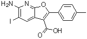 6-Amino-5-iodo-2-(4-methylphenyl)furo[2,3-b]pyridine-3-carboxylic acid molecular structure (CAS 1345179-18-1)