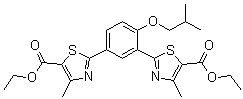 2,2'-[4-(2-甲基丙氧基)-1,3-亚苯基]二[4-甲基-5-噻唑羧酸] 5,5'-二乙酯分子结构 (CAS 1346238-13-8)
