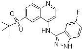 6-[(叔丁基)磺酰基]-N-(5-氟-1H-吲唑-3-基)-4-喹啉胺分子结构 (CAS 1346547-00-9)