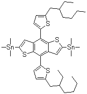 1,1'-[4,8-Bis[5-(2-ethylhexyl)-2-thienyl]benzo[1,2-b:4,5-b']dithiophene-2,6-diyl]bis[1,1,1-trimethylstannane] molecular structure (CAS 1352642-37-5)