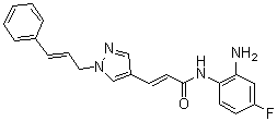 (2E)-N-(2-Amino-4-fluorophenyl)-3-[1-(3-phenyl-2-propen-1-yl)-1H-pyrazol-4-yl]-2-propenamide molecular structure (CAS 1357389-11-7)