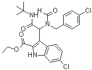 3-[2-(叔-丁基氨基)-1-[N-(4-氯苄基)甲酰氨基]-2-氧代乙基]-6-氯-1H-吲哚-2-羧酸乙酯分子结构 (CAS 1364488-67-4)