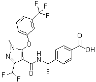 4-[(1S)-1-[[[3-(二氟甲基)-1-甲基-5-[3-(三氟甲基)苯氧基]-1H-吡唑-4-基]羰基]氨基]乙基]苯甲酸分子结构 (CAS 1369489-71-3)