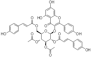 3-[[3,4-Di-O-acetyl-2,6-bis-O-[(2E)-3-(4-hydroxyphenyl)-1-oxo-2-propen-1-yl]-beta-D-glucopyranosyl]oxy]-5,7-dihydroxy-2-(4-hydroxyphenyl)-4H-1-benzopyran-4-one molecular structure (CAS 137018-33-8)