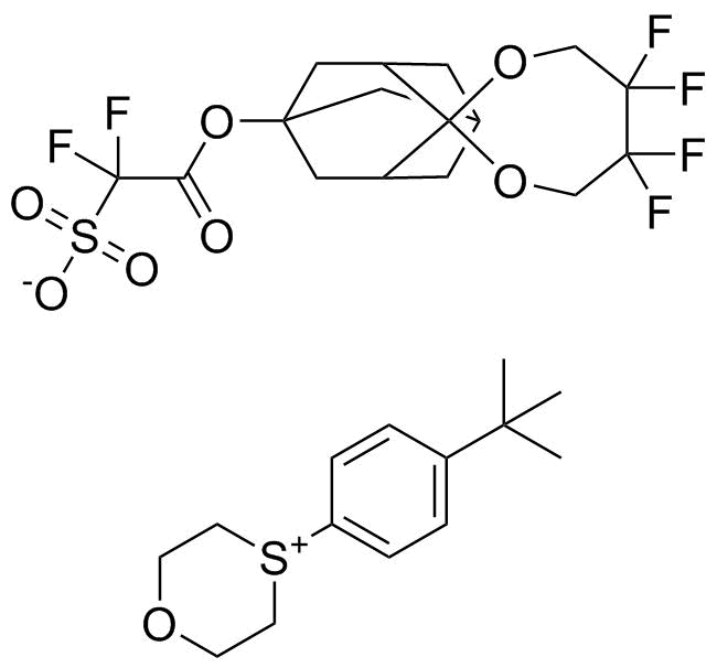 4-(4-叔丁基苯基)-1,4-氧硫杂环己烷-4-鎓 1,1-二氟-2-氧代-2-[((5',5',6',6'-四氟螺[金刚烷-2,2'-[1,3]二氧杂环庚烷]-5-基)氧基]乙烷-1-磺酸盐分子结构 (CAS 1371590-55-4)