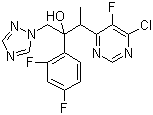 反式-6-氯-alpha-(2,4-二氟苯基)-5-氟-beta-甲基-alpha-(1H-1,2,4-三唑-1-基甲基)-4-嘧啶乙醇分子结构 (CAS 137234-75-4)