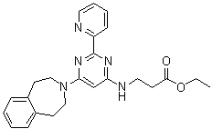 N-[2-(2-吡啶基)-6-(1,2,4,5-四氢-3H-3-苯并氮杂卓-3-基)-4-嘧啶基]-beta-丙氨酸乙酯分子结构 (CAS 1373423-53-0)