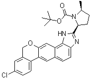 (2S,5S)-2-(9-氯-1,11-二氢异苯并吡喃并[4',3':6,7]萘并[1,2-d]咪唑-2-基)-5-(甲基)吡咯烷-1-羧酸叔丁酯分子结构 (CAS 1378392-94-9)