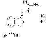 2-[4-(氨基亚胺甲基)-2,3-二氢-1H-茚-1-亚基]肼甲脒二盐酸盐分子结构 (CAS 138794-73-7)