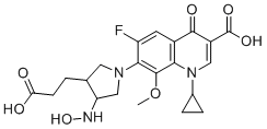 7-[3-(2-Carboxyethyl)-4-(hydroxyamino)-1-pyrrolidinyl]-1-cyclopropyl-6-fluoro-8-methoxy-4-oxo-1,4-dihydro-3-quinolinecarboxylic acid molecular structure (CAS 1395056-42-4)