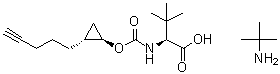 (S)-3,3-二甲基-2-((((1R,2R)-2-(戊-4-炔-1-基)环丙氧基)羰基)氨基)丁酸叔丁胺盐分子结构 (CAS 1425038-21-6)