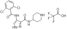 4-[(2,6-Dichlorobenzoyl)amino]-N-4-piperidinyl-1H-pyrazole-3-carboxamide 2,2,2-trifluoroacetate molecular structure (CAS 1431697-85-6)