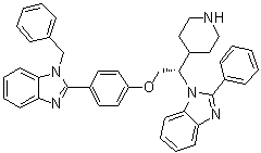 CAS # 1440898-61-2, Deltarasin, 2-[4-[(2S)-2-(2-Phenyl-1H-benzimidazol-1-yl)-2-(4-piperidinyl)ethoxy]phenyl]-1-(phenylmethyl)-1H-benzimidazole