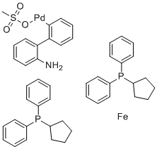 Methanesulfonato[1,1'-bis(diphenylphosphino)ferrocene)](2'-amino-1,1'-biphenyl-2-yl)palladium(II) molecular structure (CAS 1445086-28-1)
