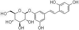 氧基白藜芦醇 3-O-葡糖苷分子结构 (CAS 144525-40-6)