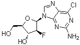 6-Chloro-9-(2-deoxy-2-fluoro-beta-D-arabinofuranosyl)-9H-purin-2-amine molecular structure (CAS 144924-88-9)