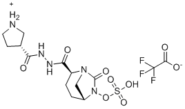 CAS # 1452459-95-8, Wck5153 TFA, [(2S,5R)-7-oxo-2-[[[(3R)-pyrrolidin-1-ium-3-carbonyl]amino]carbamoyl]-1,6-diazabicyclo[3.2.1]octan-6-yl] hydrogen sulfate,2,2,2-trifluoroacetate